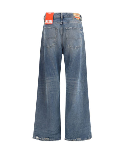 Diesel Blue Cotton Relaxed Fit Jeans