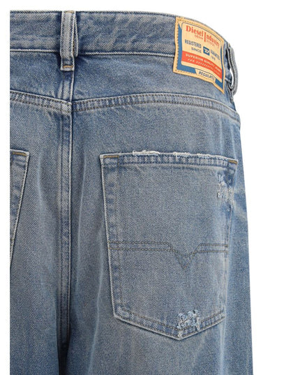 Diesel Blue Cotton Relaxed Fit Jeans