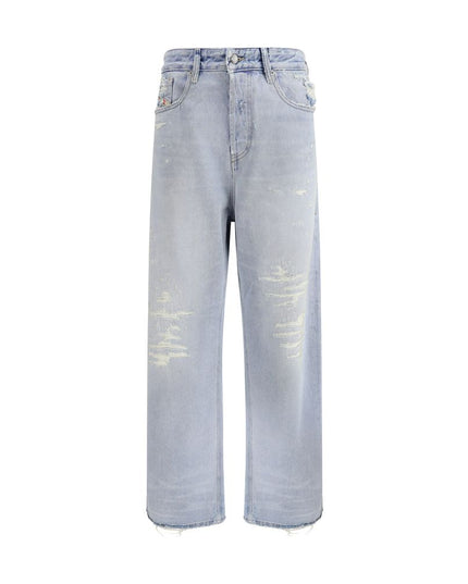 Diesel Light Blue Cotton Relaxed Fit Jeans