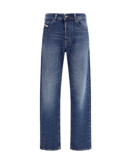 Diesel Blue Cotton Straight-Leg Jeans