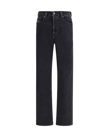 Diesel Black Cotton Relaxed Fit Jeans