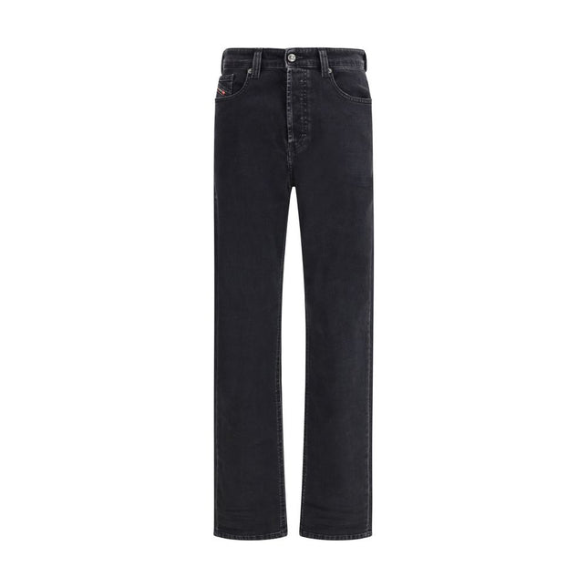 Diesel Black Cotton Relaxed Fit Jeans