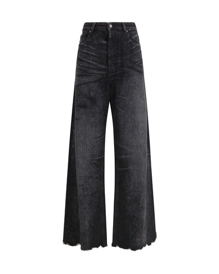 Diesel Black Cotton Relaxed Fit Jeans