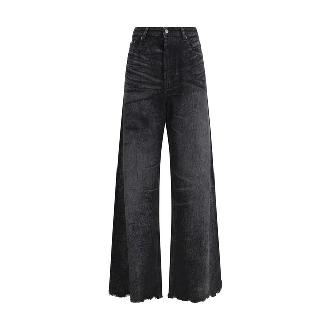 Diesel Black Cotton Relaxed Fit Jeans