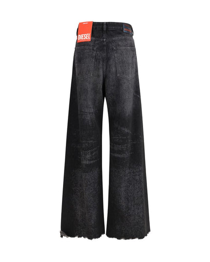 Diesel Black Cotton Relaxed Fit Jeans