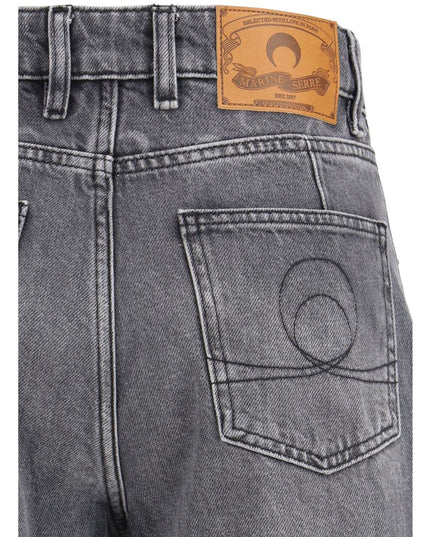 Marine Serre Gray Cotton Flared Jeans
