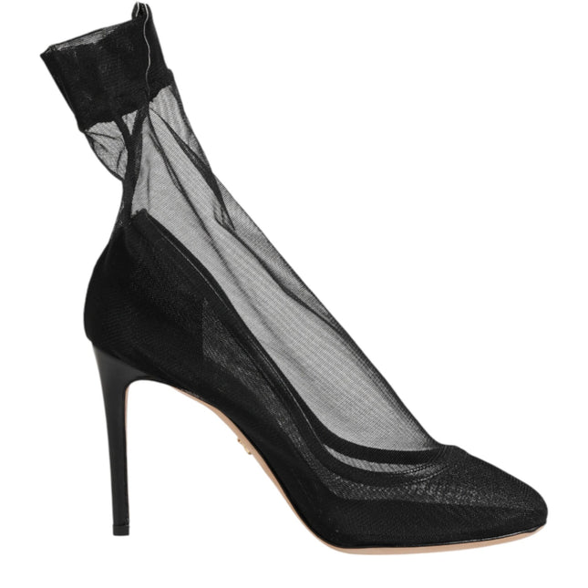 Dolce & Gabbana Black Nylon Stretch Mesh Sock Boots  Shoes