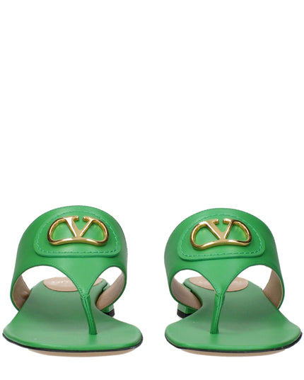 Valentino Garavani Green Leather Flip-Flop Sandals