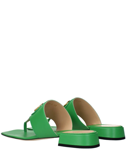 Valentino Garavani Green Leather Flip-Flop Sandals