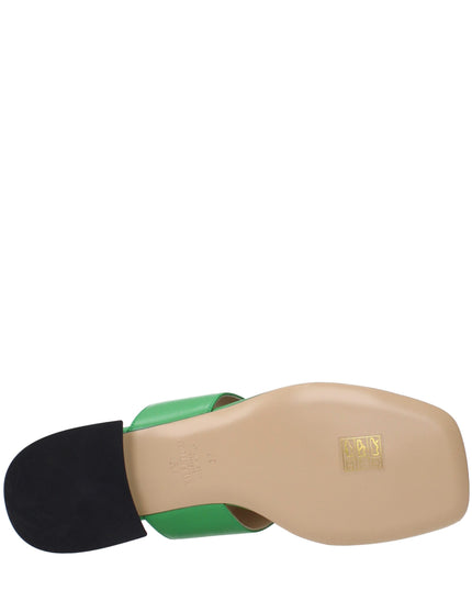Valentino Garavani Green Leather Flip-Flop Sandals