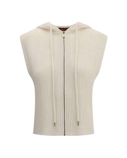 Max Mara White Wool Sleeveles Sweater
