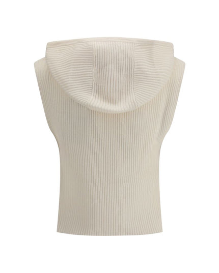 Max Mara White Wool Sleeveles Sweater