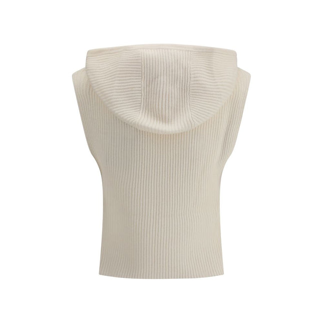 Max Mara White Wool Sleeveles Sweater