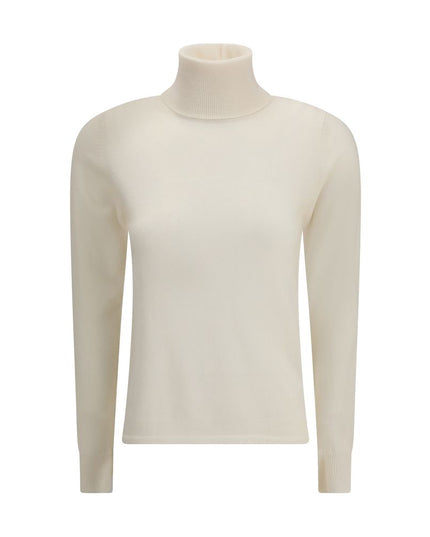 Max Mara White Wool Turtleneck