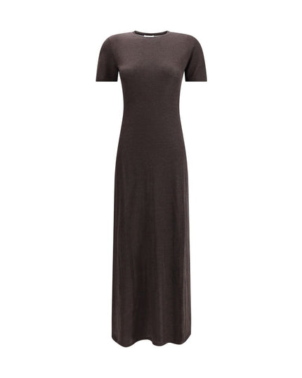 Ferragamo Brown Fleece Wool Long Dress