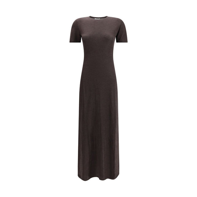 Ferragamo Brown Fleece Wool Long Dress