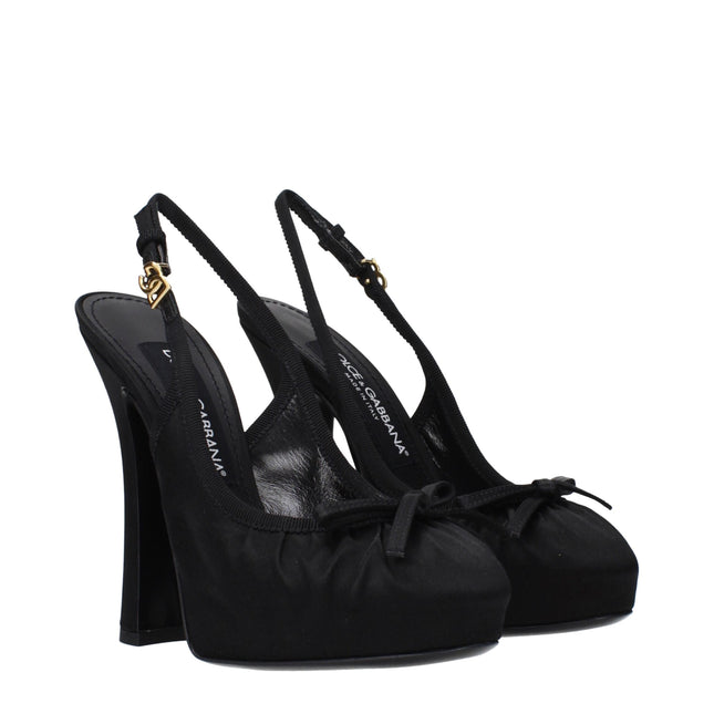 Dolce & Gabbana Black Satin High Heel Pumps