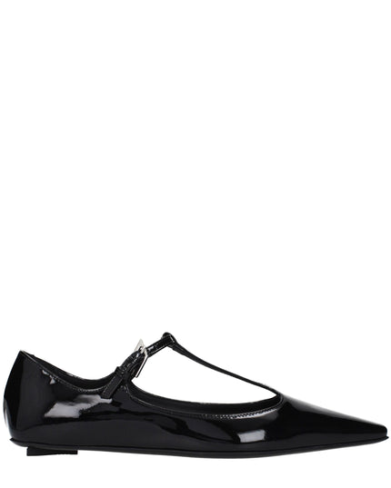 The Attico Black Leather Ballet Flats