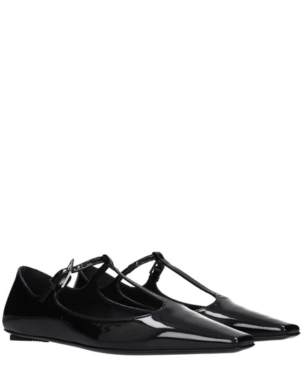 The Attico Black Leather Ballet Flats