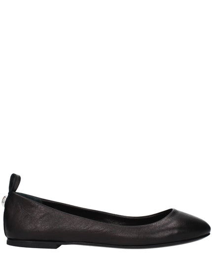 The Attico Black Leather Ballet Flats