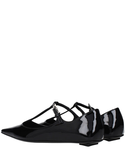 The Attico Black Leather Ballet Flats