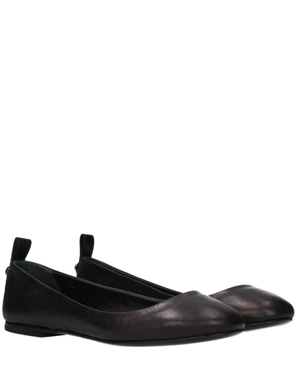 The Attico Black Leather Ballet Flats