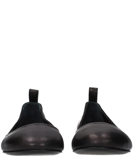 The Attico Black Leather Ballet Flats