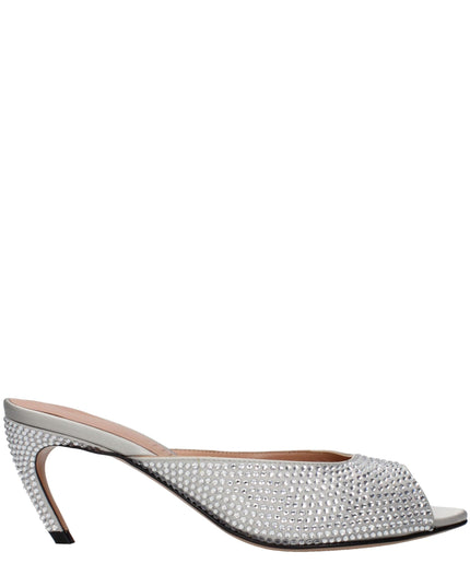 The Attico Gray Satin Stiletto Heel Sandals