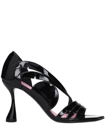 Balmain Black Leather Stiletto Heel Sandals