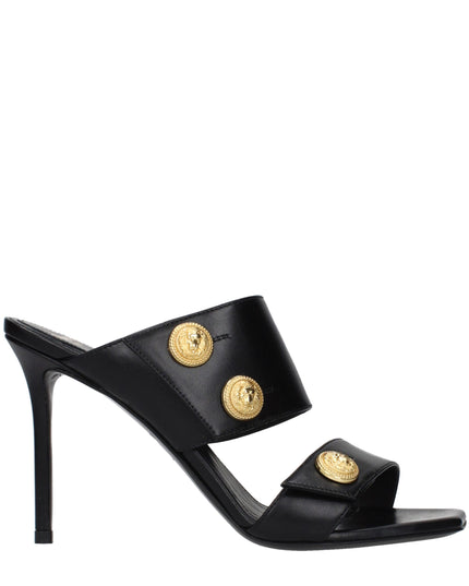 Balmain Black Leather Stiletto Heel Sandals