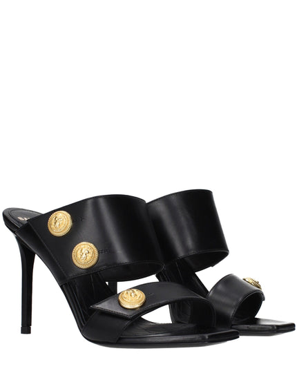 Balmain Black Leather Stiletto Heel Sandals