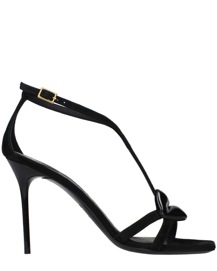 Balmain Black Leather Stiletto Heel Sandals