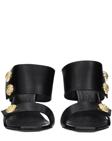 Balmain Black Leather Stiletto Heel Sandals