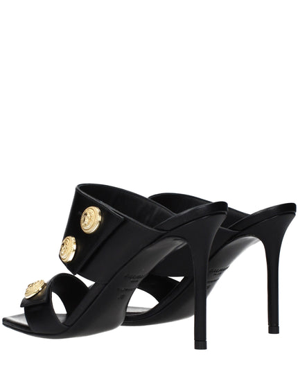 Balmain Black Leather Stiletto Heel Sandals