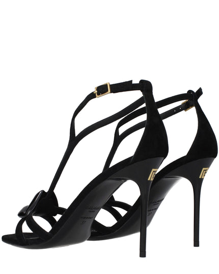 Balmain Black Leather Stiletto Heel Sandals