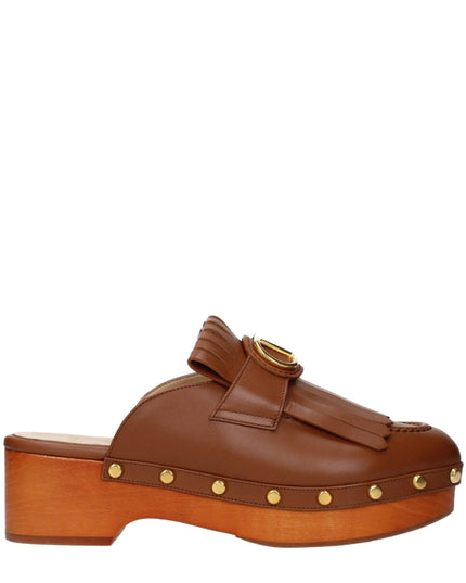 Valentino Garavani Brown Leather Slippers