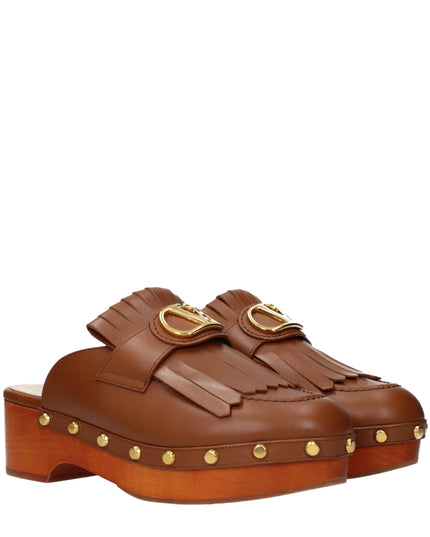 Valentino Garavani Brown Leather Slippers
