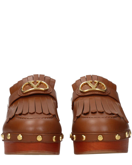 Valentino Garavani Brown Leather Slippers