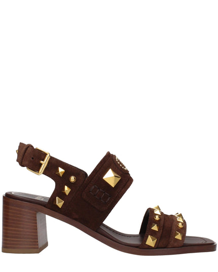 Valentino Garavani Brown Leather Strap-On Sandals