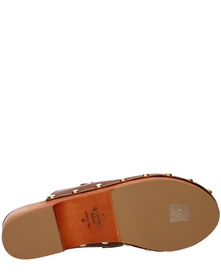 Valentino Garavani Brown Leather Slippers