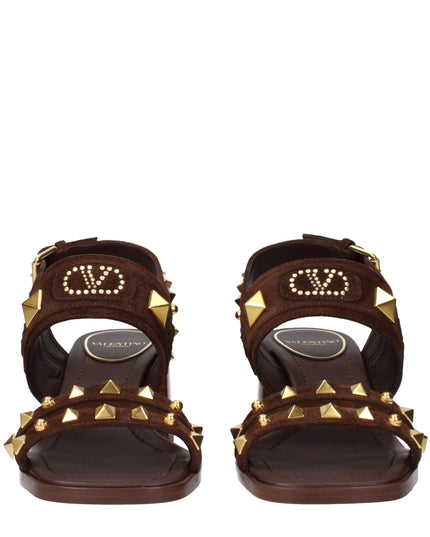 Valentino Garavani Brown Leather Strap-On Sandals