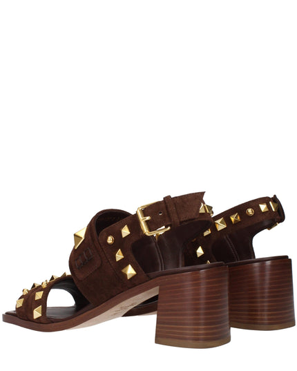 Valentino Garavani Brown Leather Strap-On Sandals