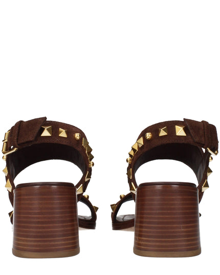Valentino Garavani Brown Leather Strap-On Sandals