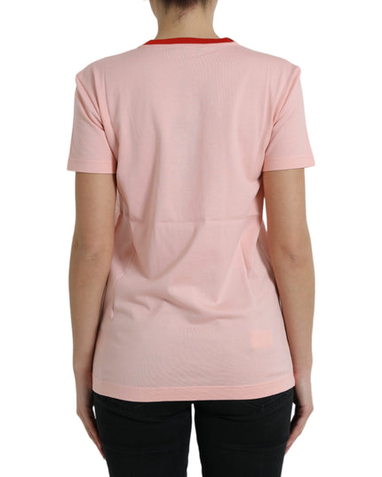 Dolce & Gabbana Pink Graphic Print Cotton Crew Neck T-shirt