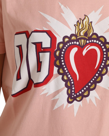 Dolce & Gabbana Pink Graphic Print Cotton Crew Neck T-shirt