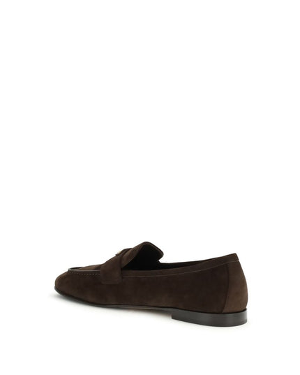 Prada Brown Calf Leather Bos Taurus Slip-On Loafers