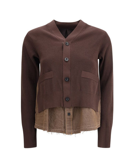 Sacai Brown Cotton Cardigan