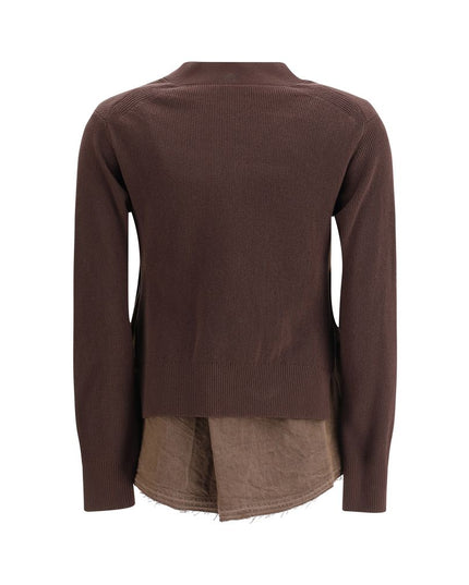 Sacai Brown Cotton Cardigan