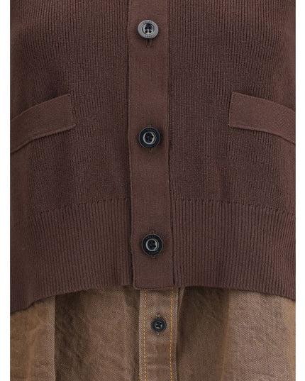Sacai Brown Cotton Cardigan