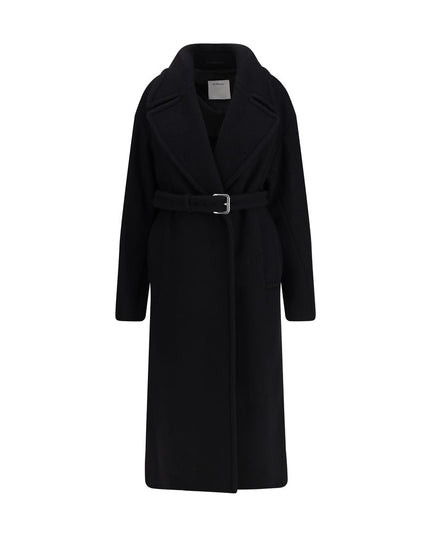 Max Mara Black Fleece Wool Coat